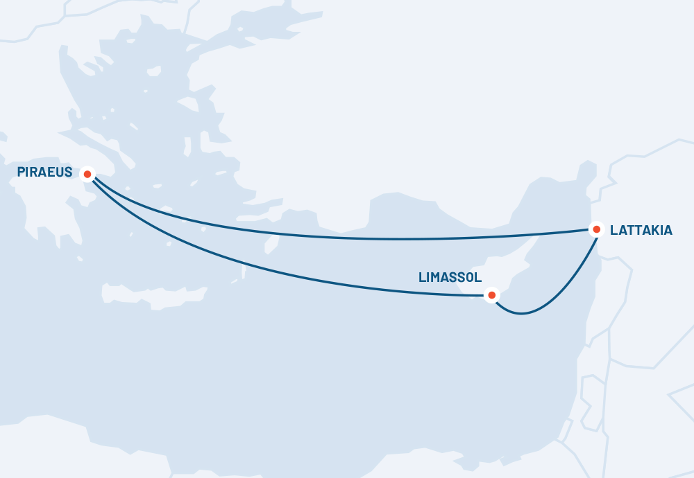feeder services route Piraeus - East Med